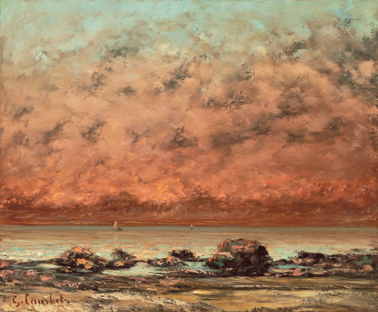 The Black Rocks Trouvillessa, 1865-66 tekijältä Gustave Courbet