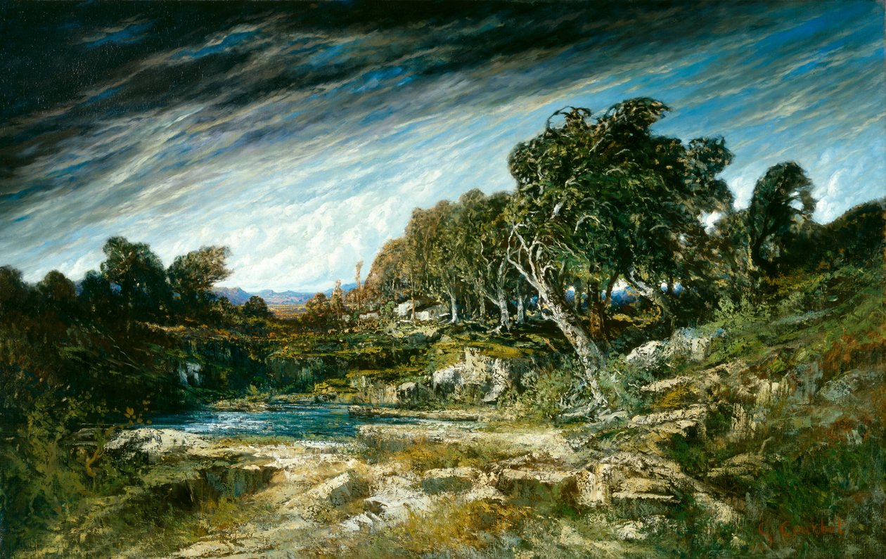 Tuulenpuuska, n. 1865 tekijältä Gustave Courbet