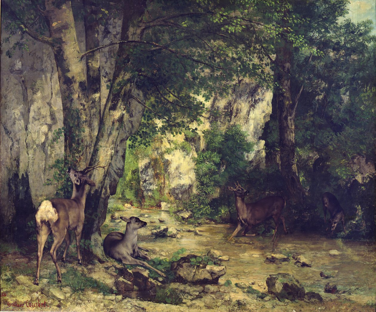 Hirven paluu purolle Plaisir-Fontainen, 1866 tekijältä Gustave Courbet