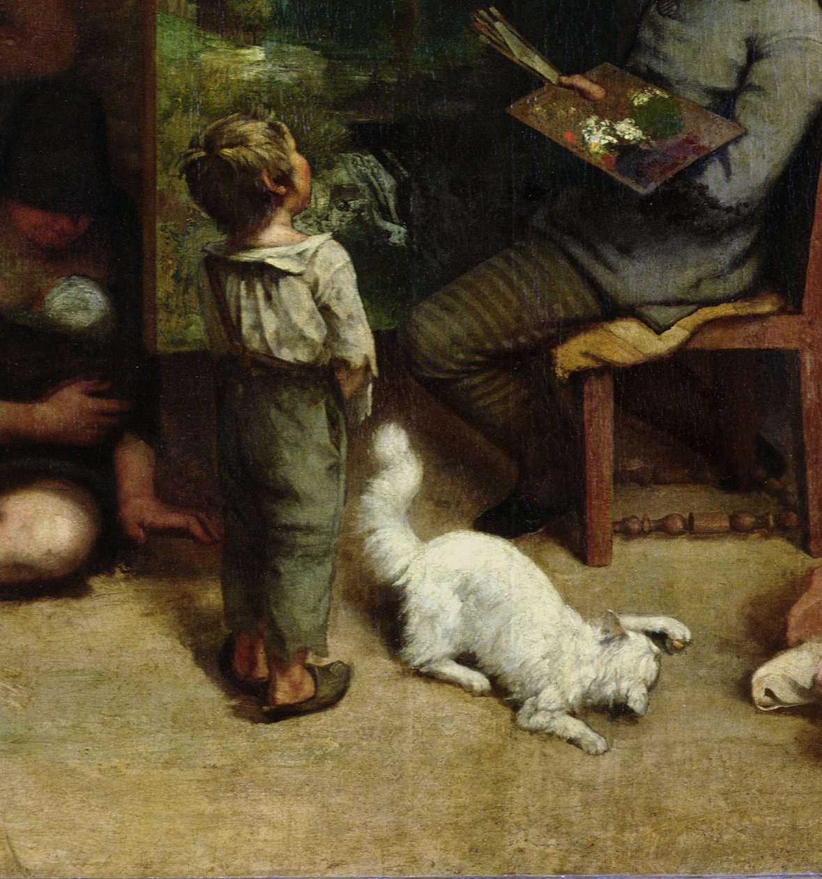 The Studio of the Painter, todellinen allegoria, 1855 (yksityiskohta vuodelta 19190) tekijältä Gustave Courbet