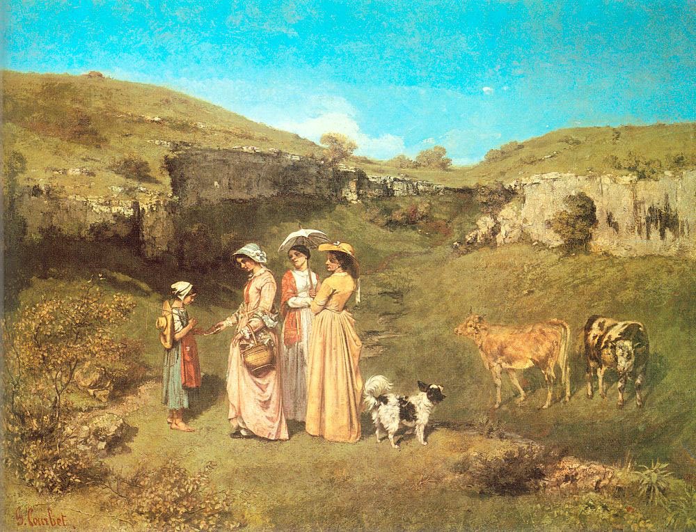 Kylän nuoret naiset tekijältä Gustave Courbet