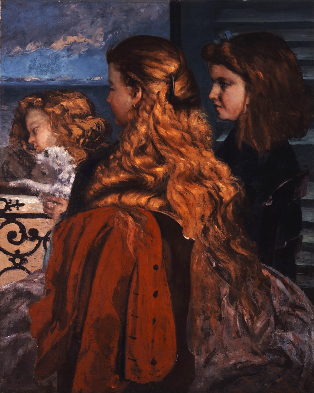 Kolme nuorta englantilaista naista ikkunan vieressä tekijältä Gustave Courbet