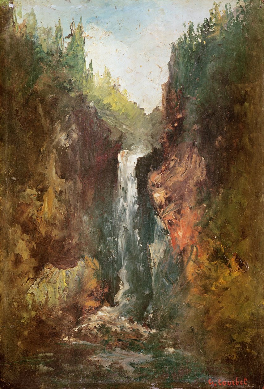 Vesiputous (tunnetaan myös nimellä La Chute de Conches), 1873 (öljy puulle) tekijältä Gustave Courbet
