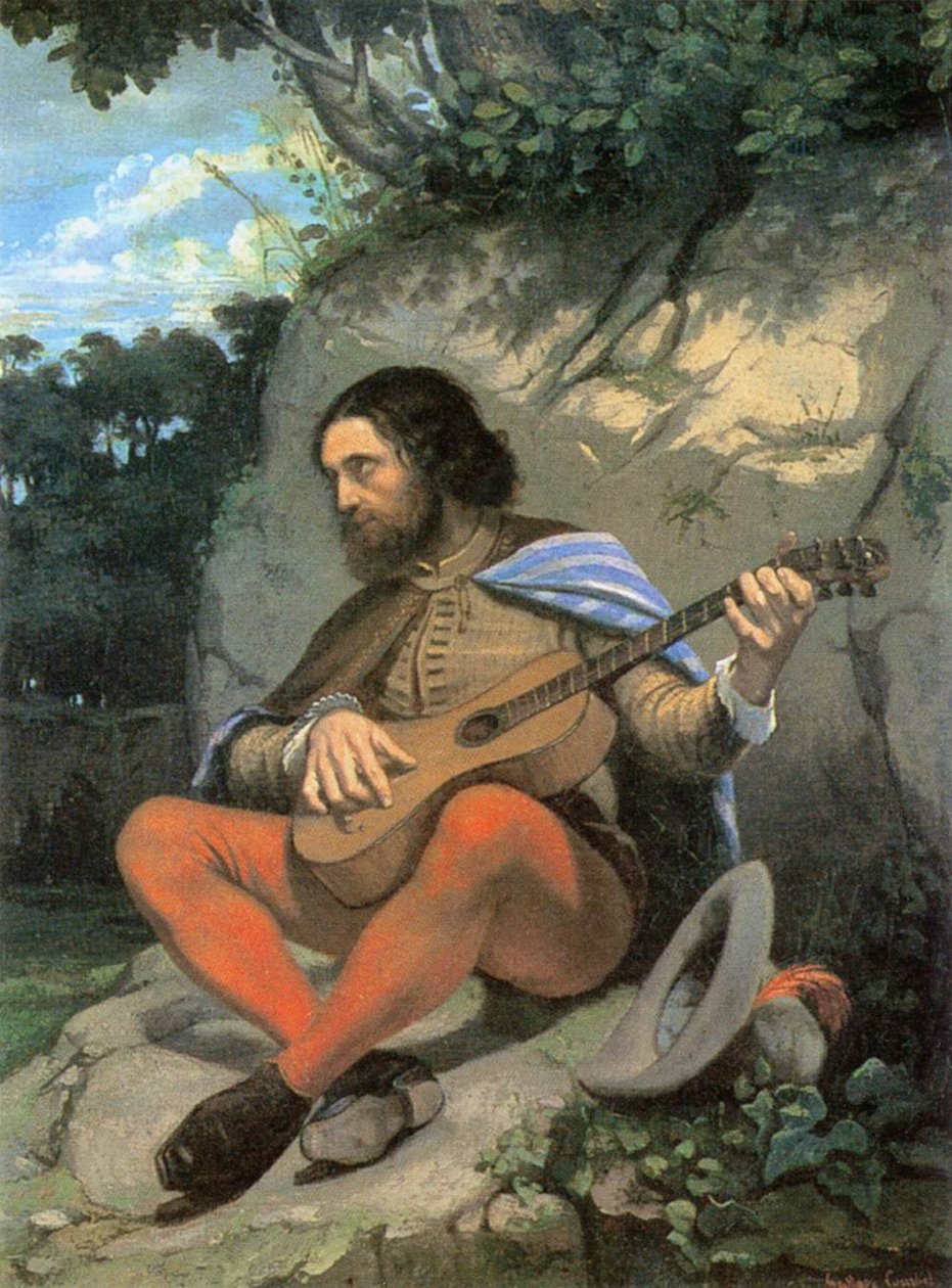 Nuori mies maisemassa (The Guitarrero) tekijältä Gustave Courbet