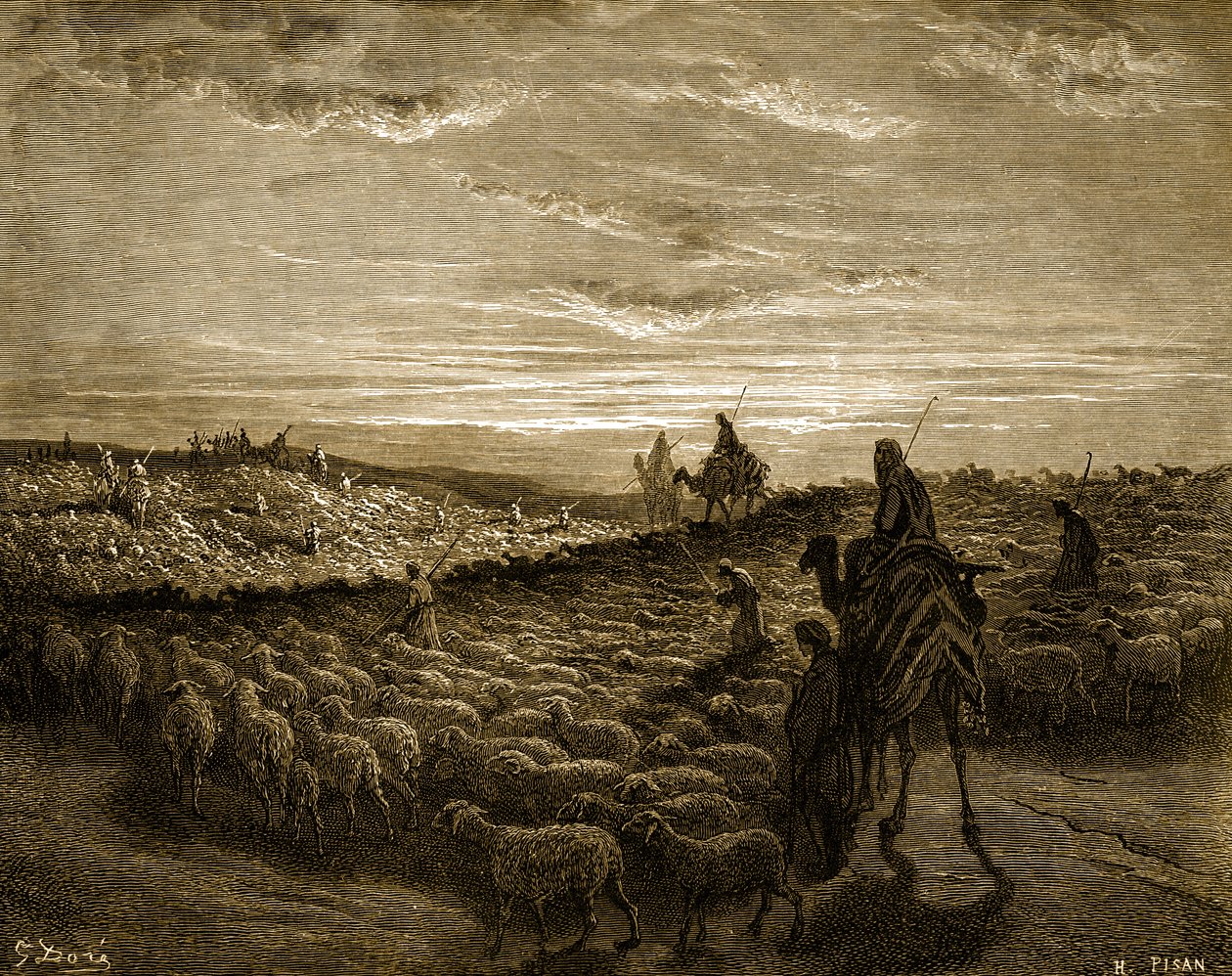 Abram matkallaan Kanaaniin - Raamattu tekijältä Gustave Dore