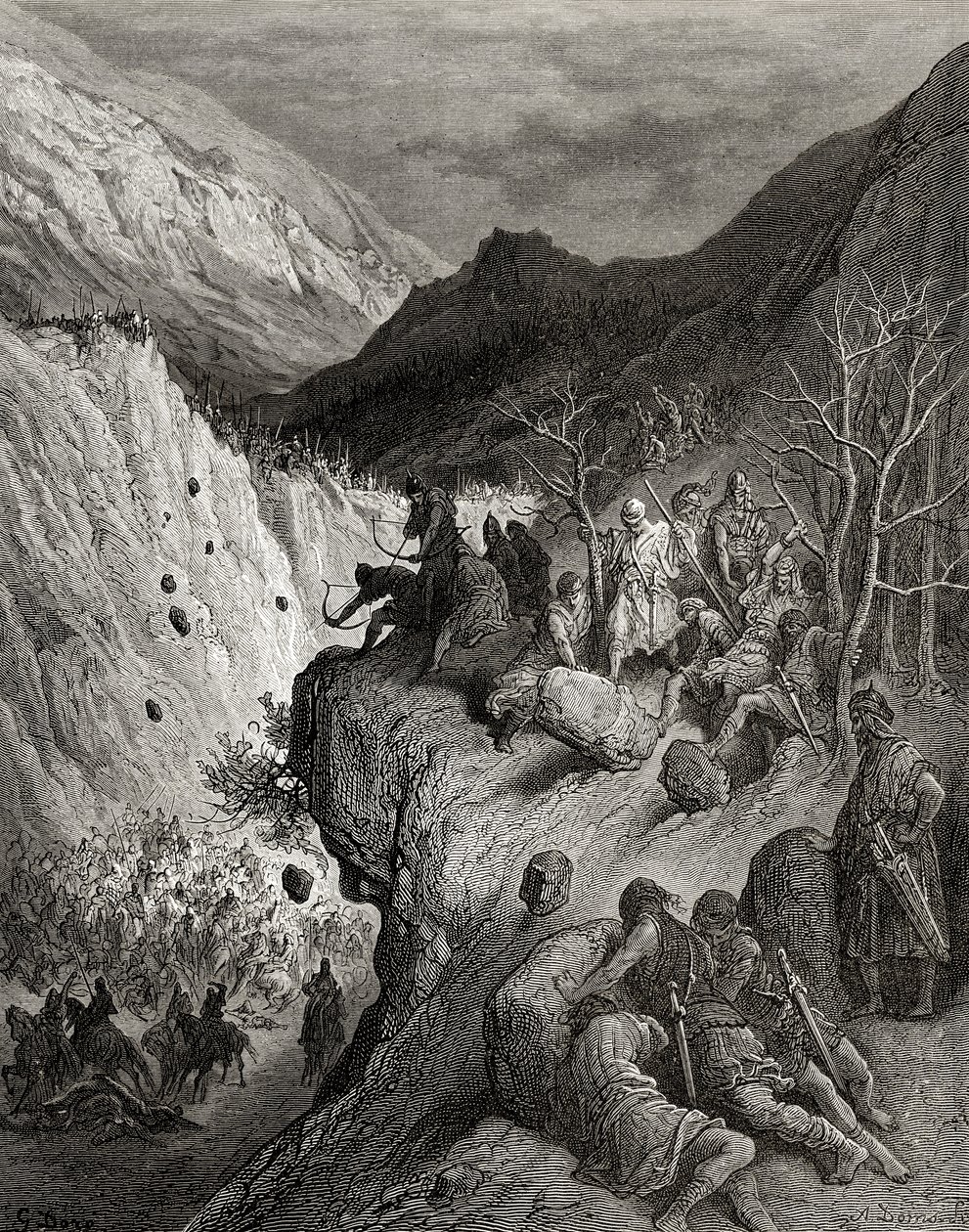 Kärntenin Bernard yllättyi turkkilaisista hyökkäyksistä, kuvitus Bibliotheque des Croisadesista, J-F. Michaud, 1877 tekijältä Gustave Dore