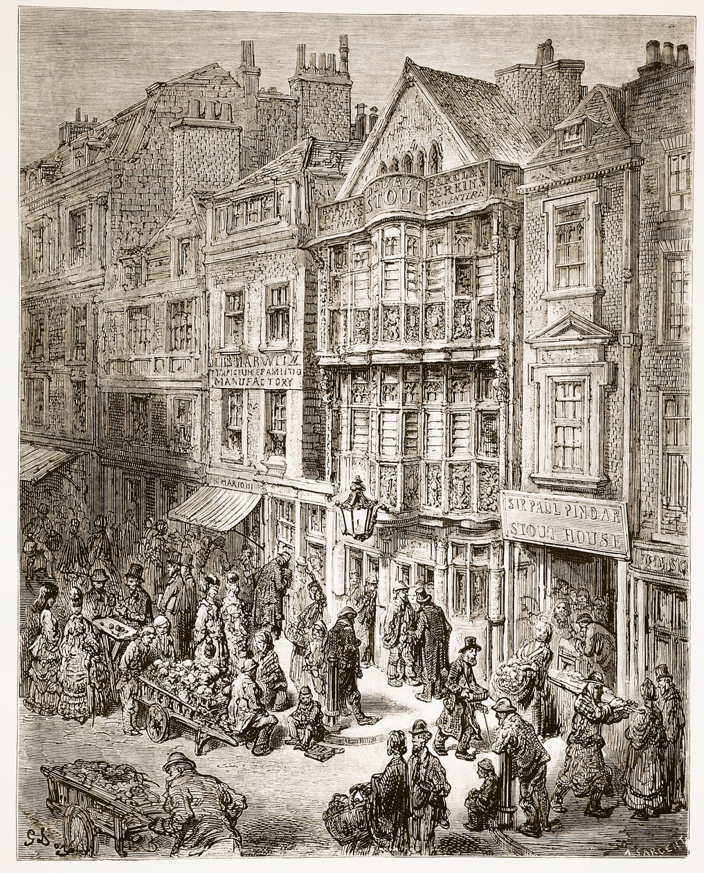 Bishopsgate Street, kirjasta "London, a Pilgrimage", kirjoittanut William Blanchard Jerrold (1826-94) ja kaiverrettu A. Sargent, pub. 1872 tekijältä Gustave Dore