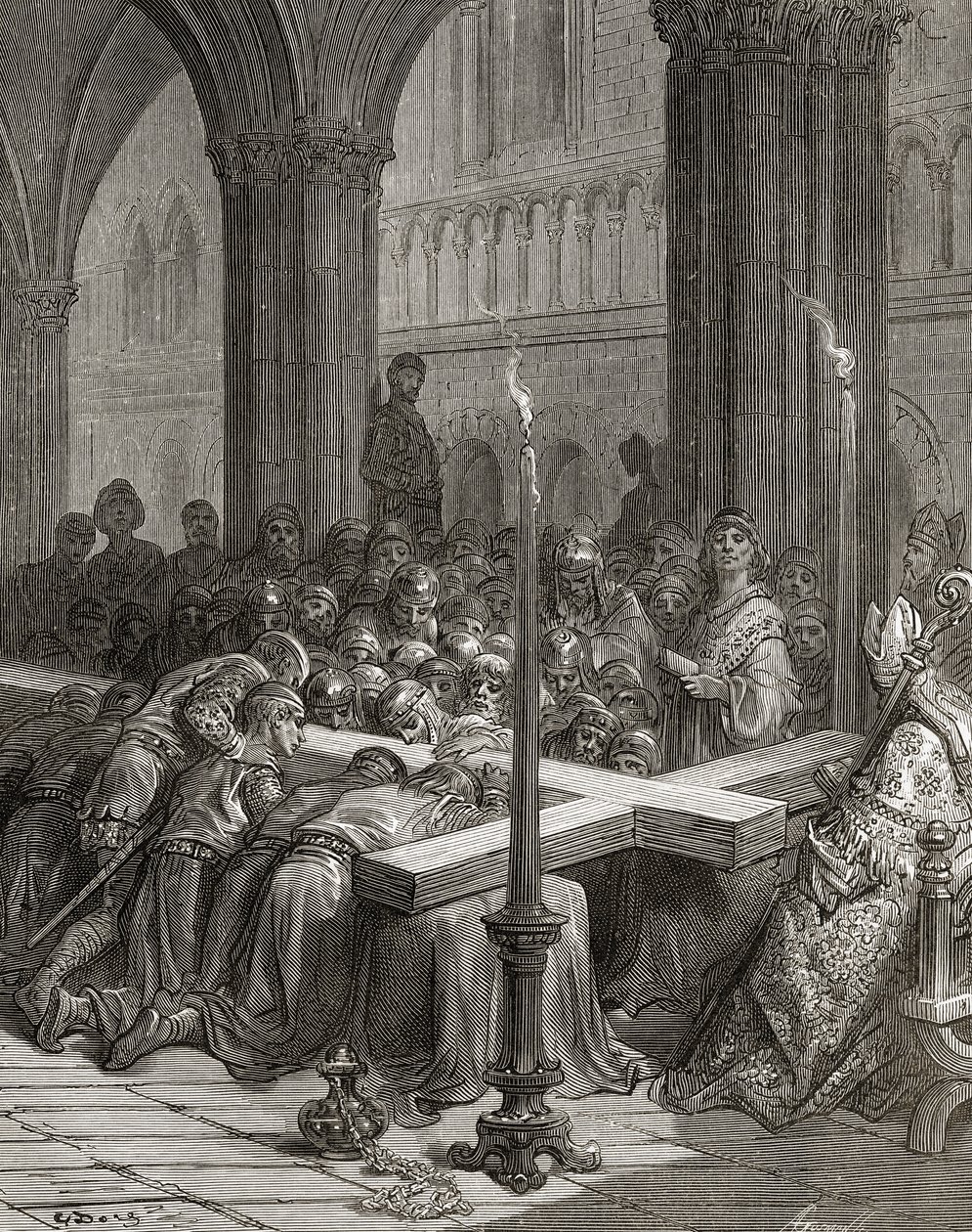 Discovery of The True Cross, kuvitus Bibliotheque des Croisadesista, J-F. Michaud, 1877 tekijältä Gustave Dore