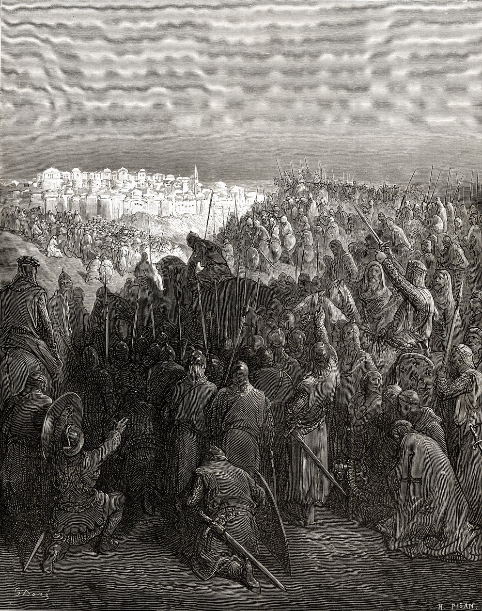 Ristiretkeläisten innostus Konstantinopolissa vuonna 1204, kuvitus J-F. Michaud, 1877 tekijältä Gustave Dore