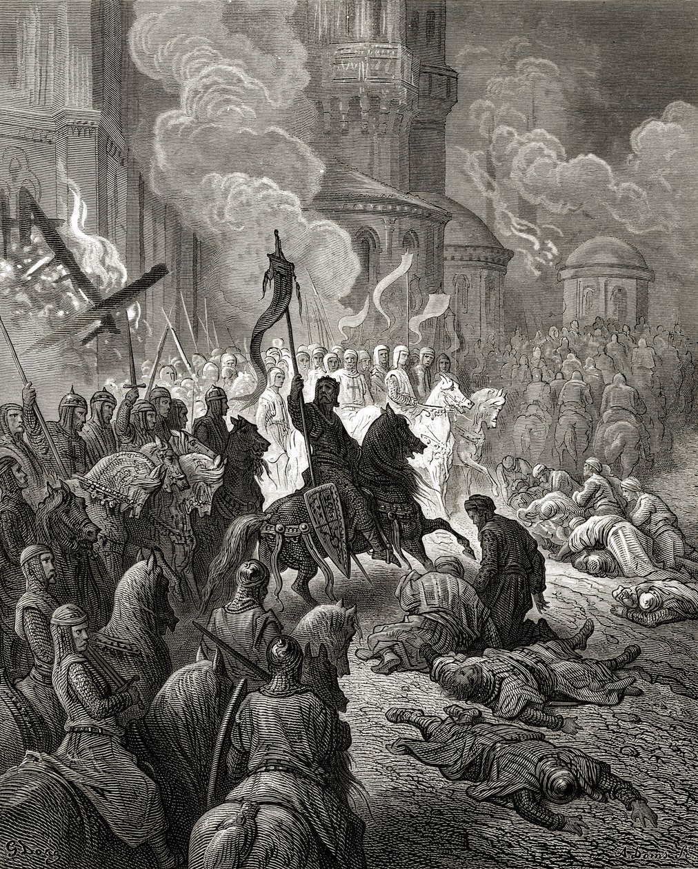 Ristiretkeläisten saapuminen Konstantinopoliin vuonna 1204, kuvitus J-F:n Bibliotheque des Croisadesista. Michaud, 1877 tekijältä Gustave Dore