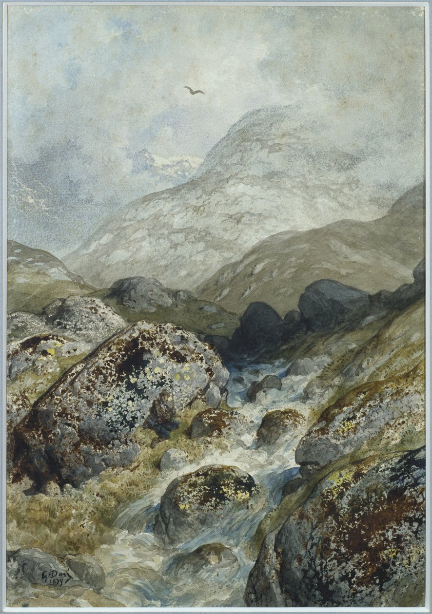 Kalastus vuoristossa (wc ja guassi) tekijältä Gustave Dore