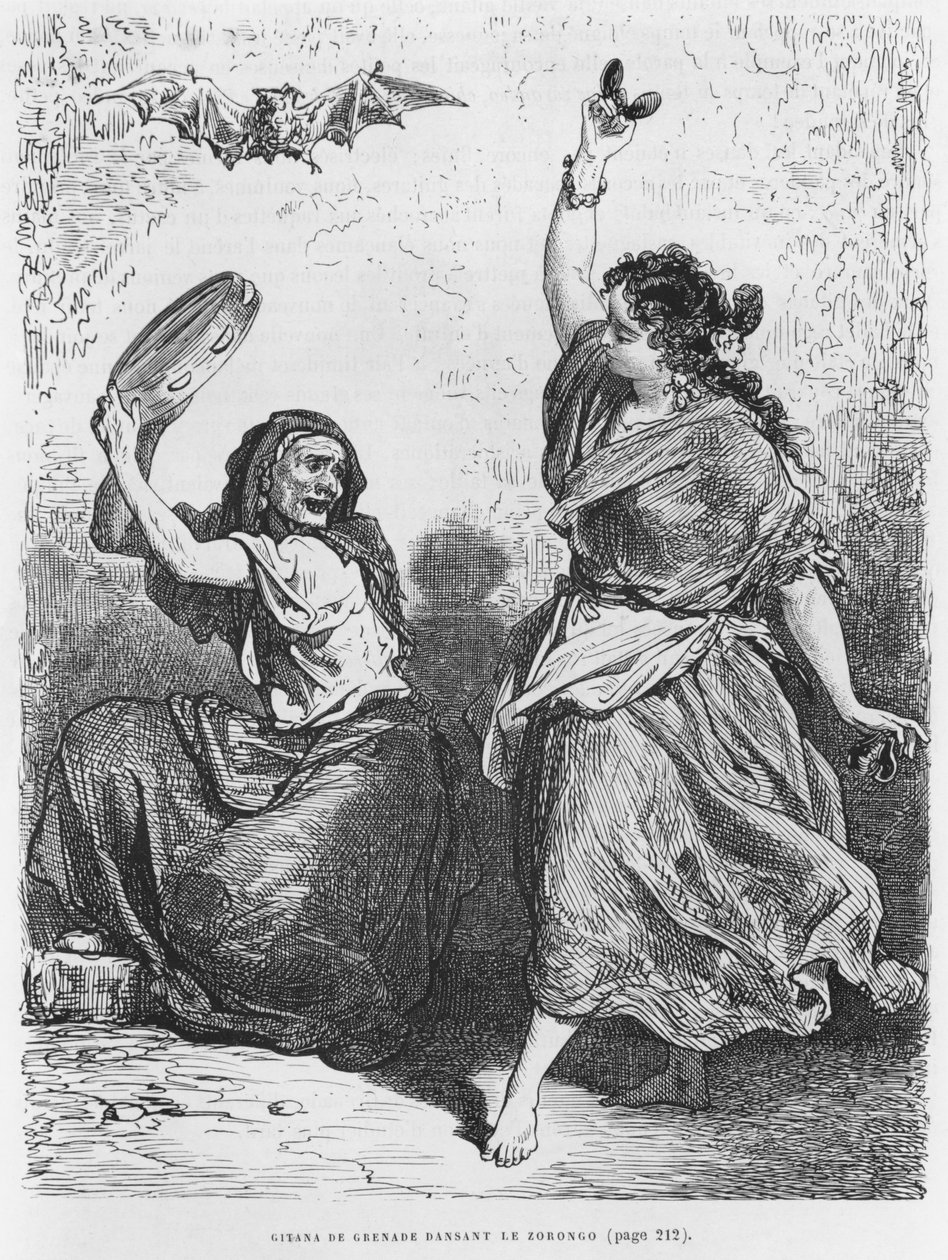 Gitana Granadasta tanssimassa zorongoa tekijältä Gustave Dore