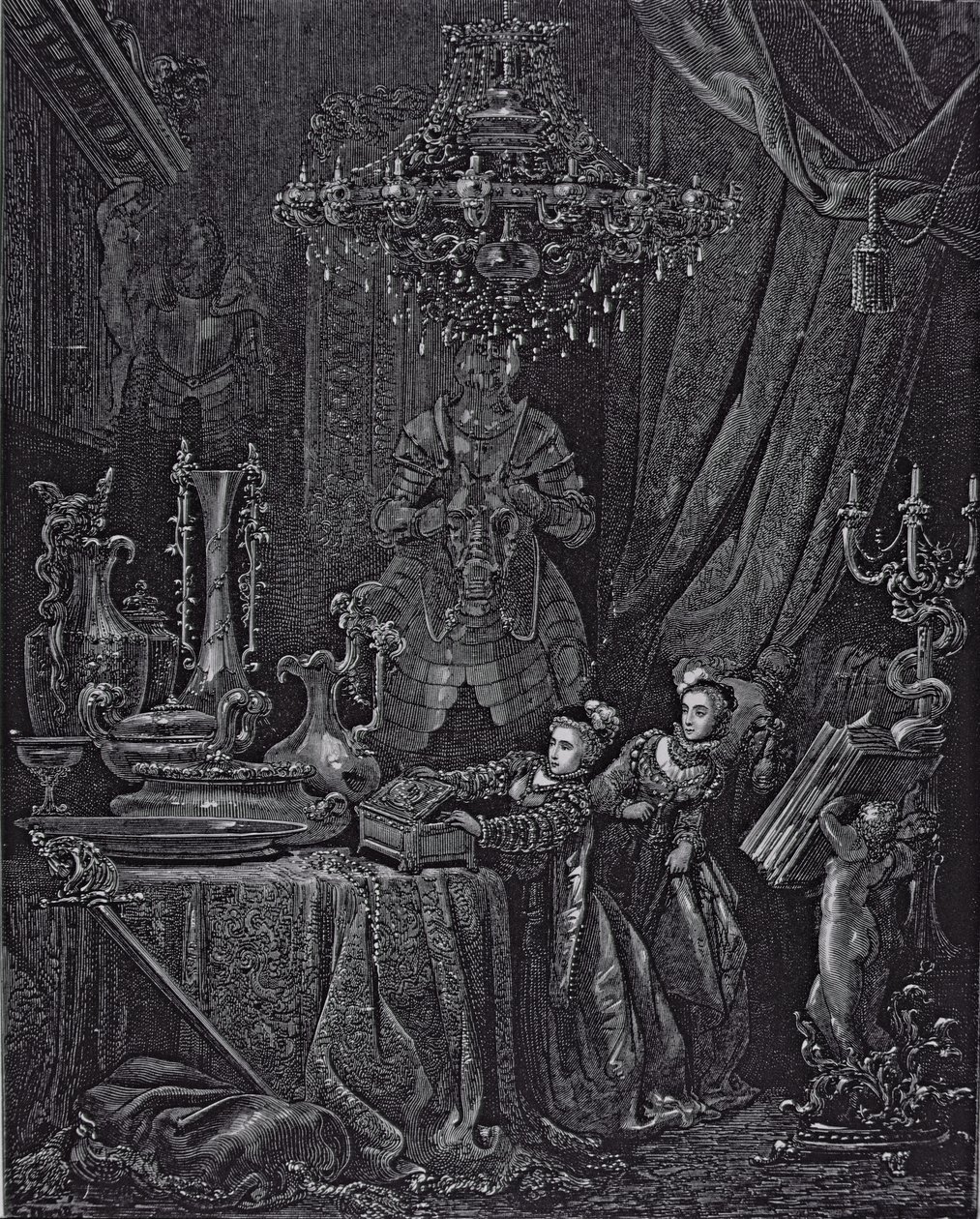 Kuvitus Charles Perraultin (1628-1703) teokseen "Bluebeard" 1893 tekijältä Gustave Dore