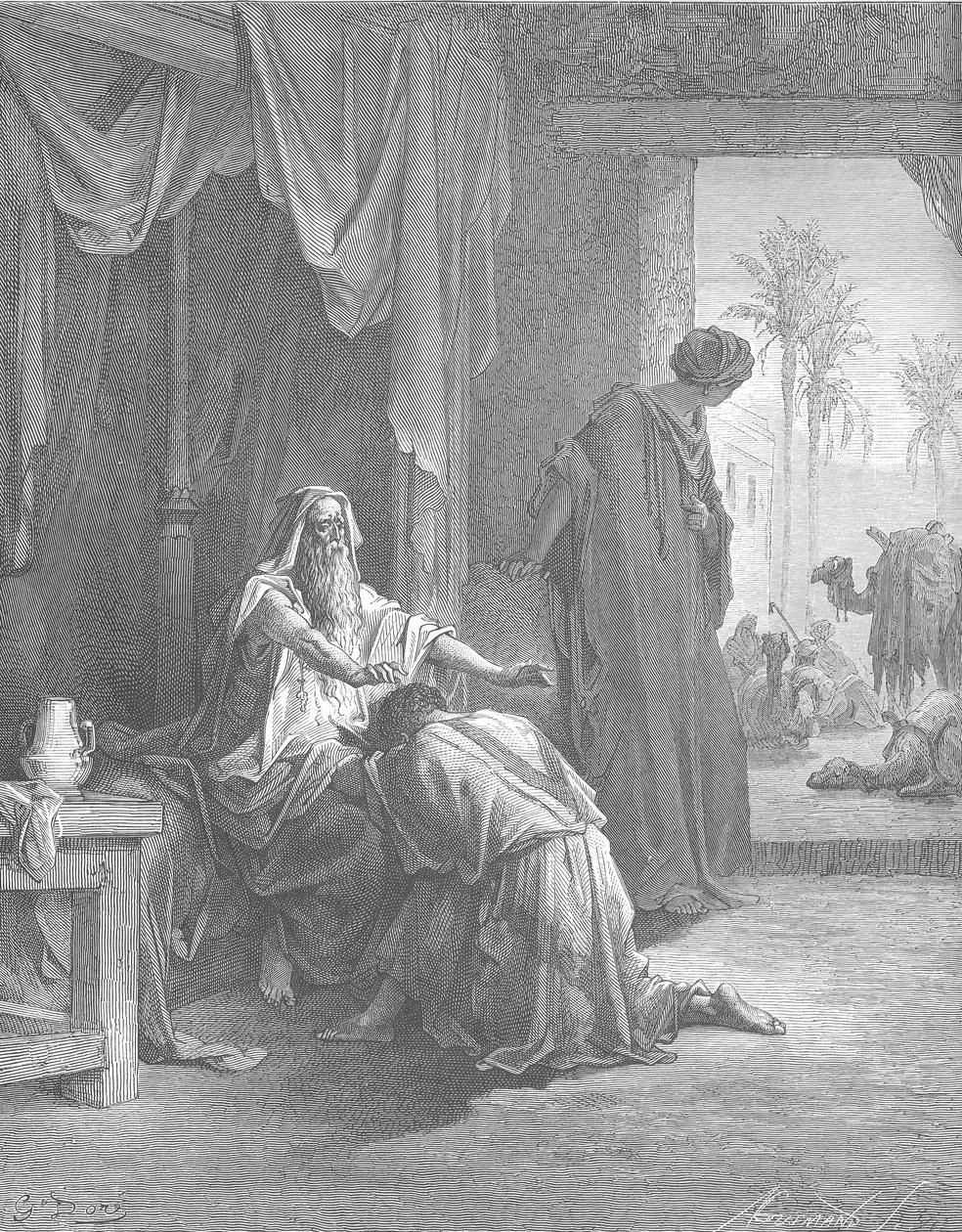 Isaac siunaa Jacobia tekijältä Gustave Dore
