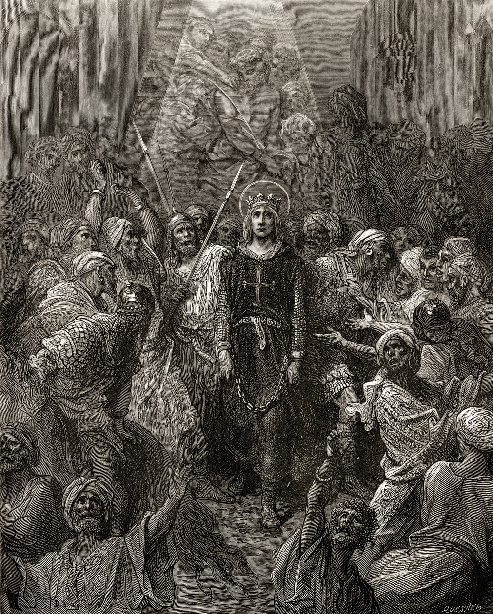 Kuningas Ludvig IX (1214-70) vanki Egyptissä, kuvitus J-F:n Bibliotheque des Croisadesista. Michaud, 1877 tekijältä Gustave Dore