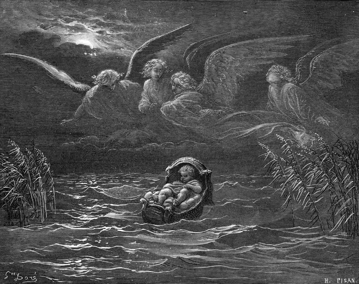 Mooses Niilillä, Dorén kaiverrus. - Raamattu tekijältä Gustave Dore