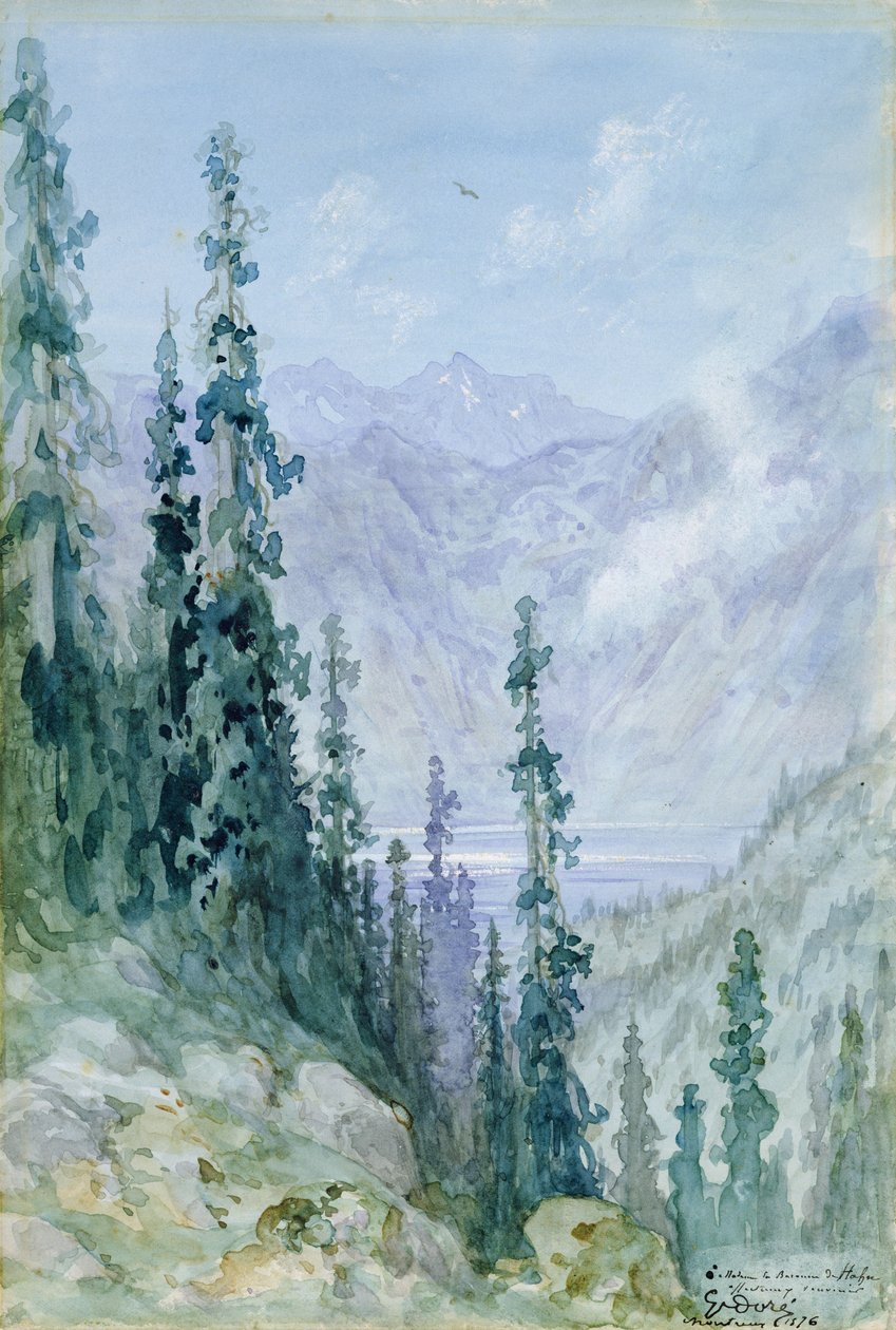 Vuoristomaisema, 1876 tekijältä Gustave Dore