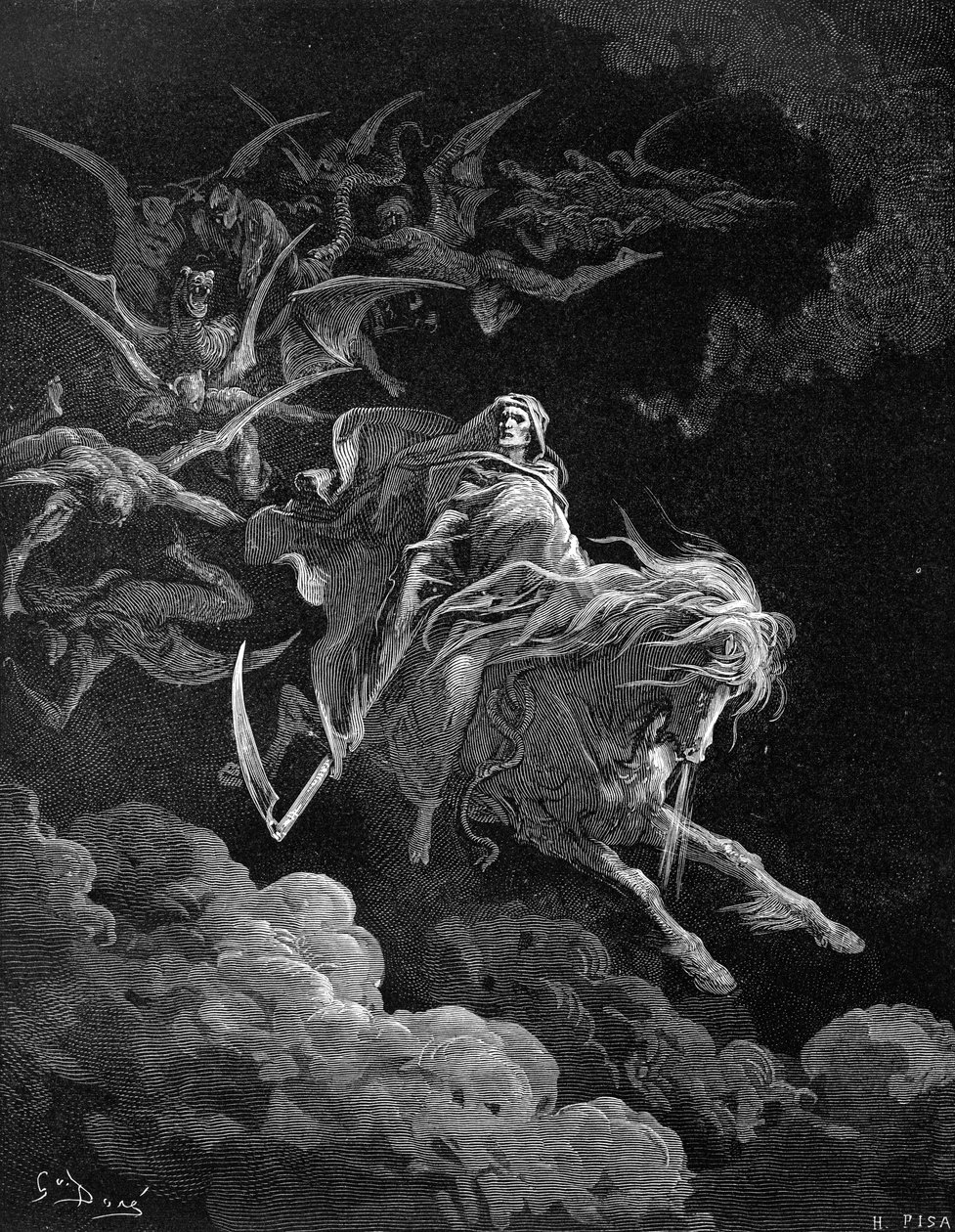 Ilmestys: Vision of Death, kirjoittanut Gustave Doré. - Raamattu tekijältä Gustave Dore