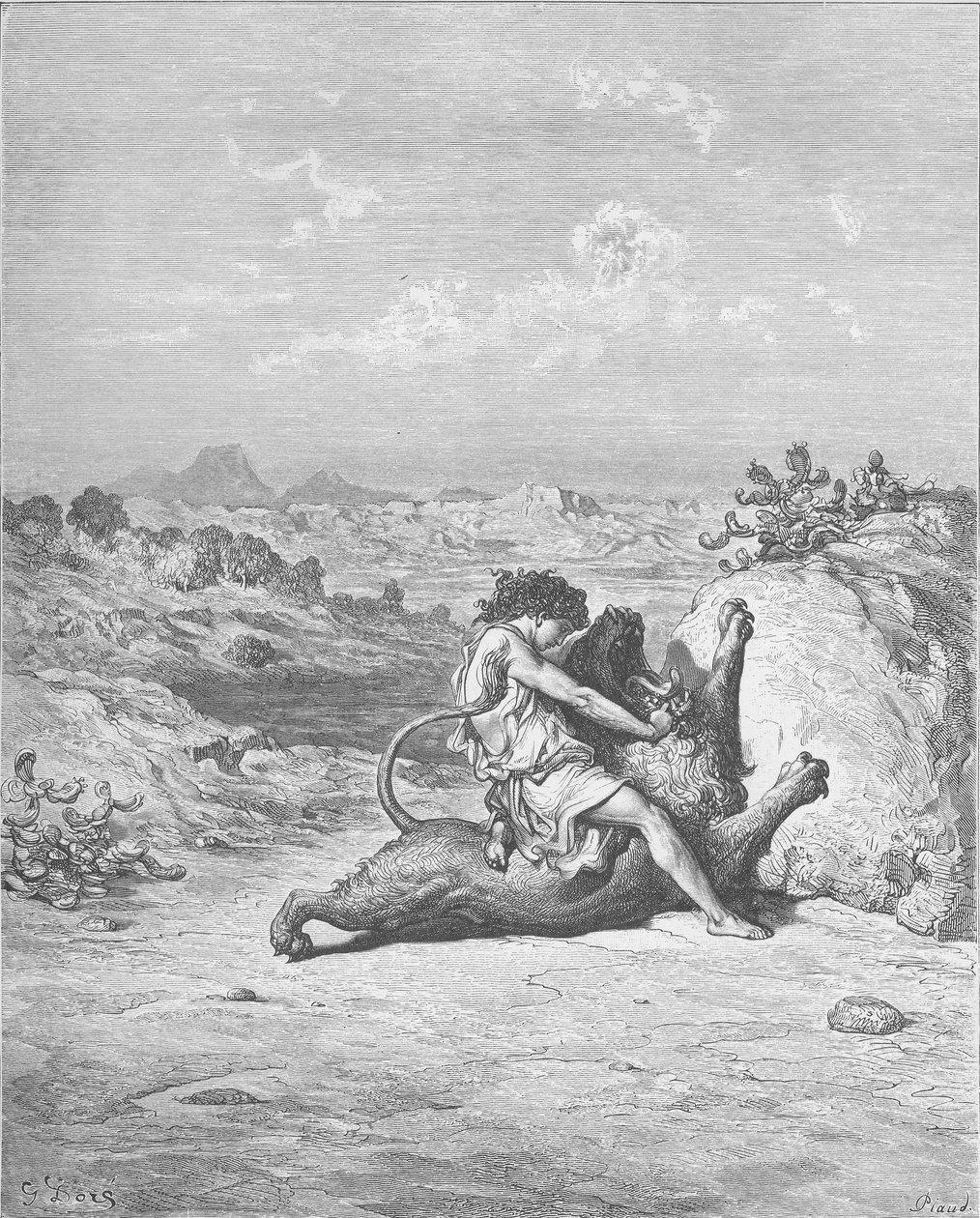 Samson surmaa leijonan tekijältä Gustave Dore