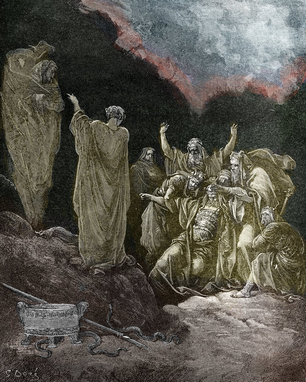 Saul ja Endorin keskinkertainen noita, kirjoittanut Doré. - Raamattu tekijältä Gustave Dore