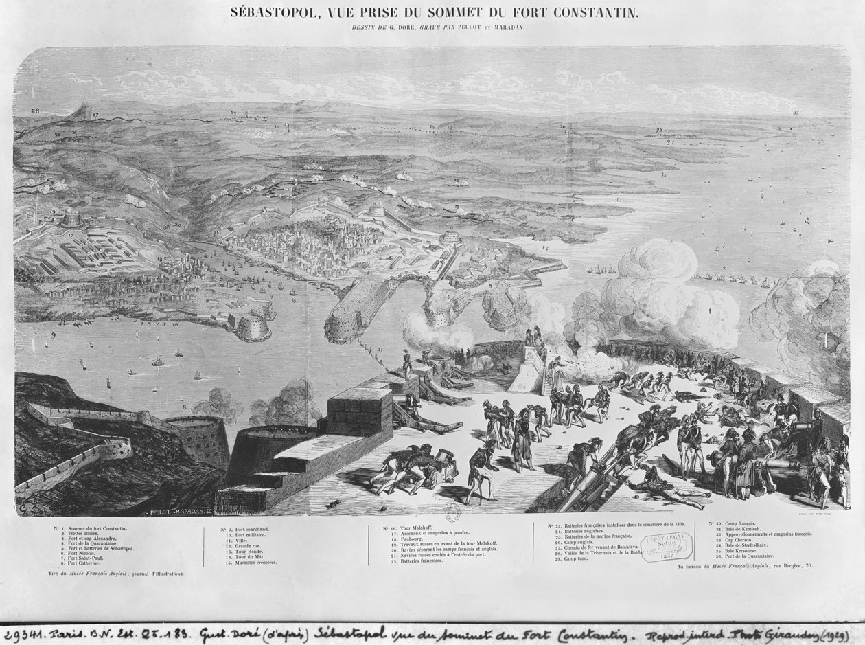 Sebastopol Fort Constantinista, kaiverrus Peulot Maradan tekijältä Gustave Dore