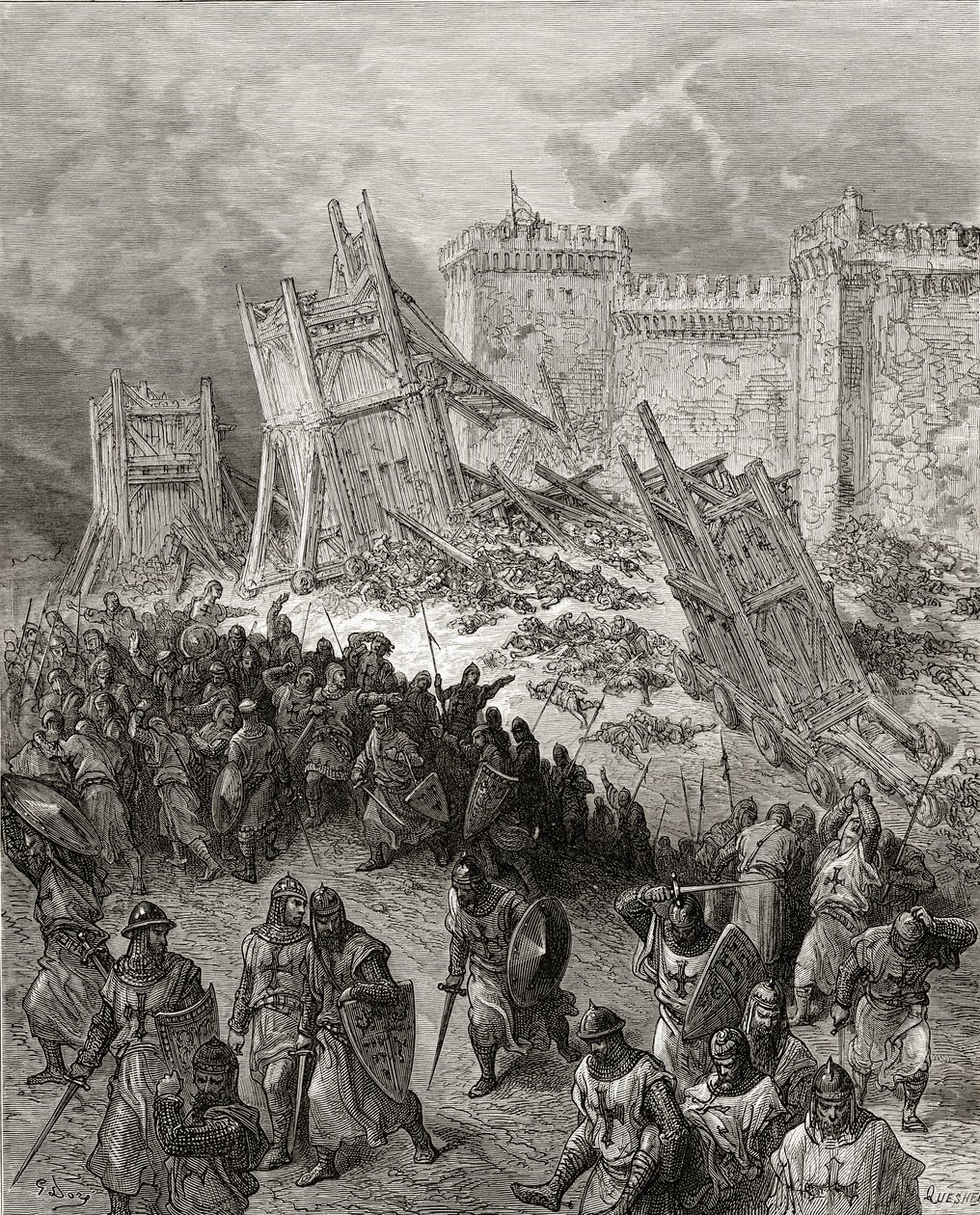 Ristiretkeläisten toinen hyökkäys Jerusalemiin torjuttiin, kuvitus J-F:n Bibliotheque des Croisadesista. Michaud, 1877 tekijältä Gustave Dore
