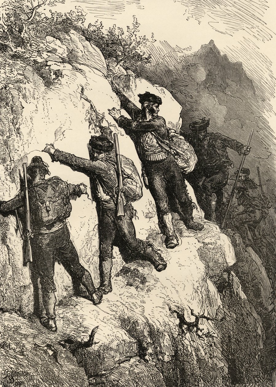 Espanjalaiset Contrabandistas, kuvitus "Spanish Picturesistä", pastori Samuel Manning tekijältä Gustave Dore