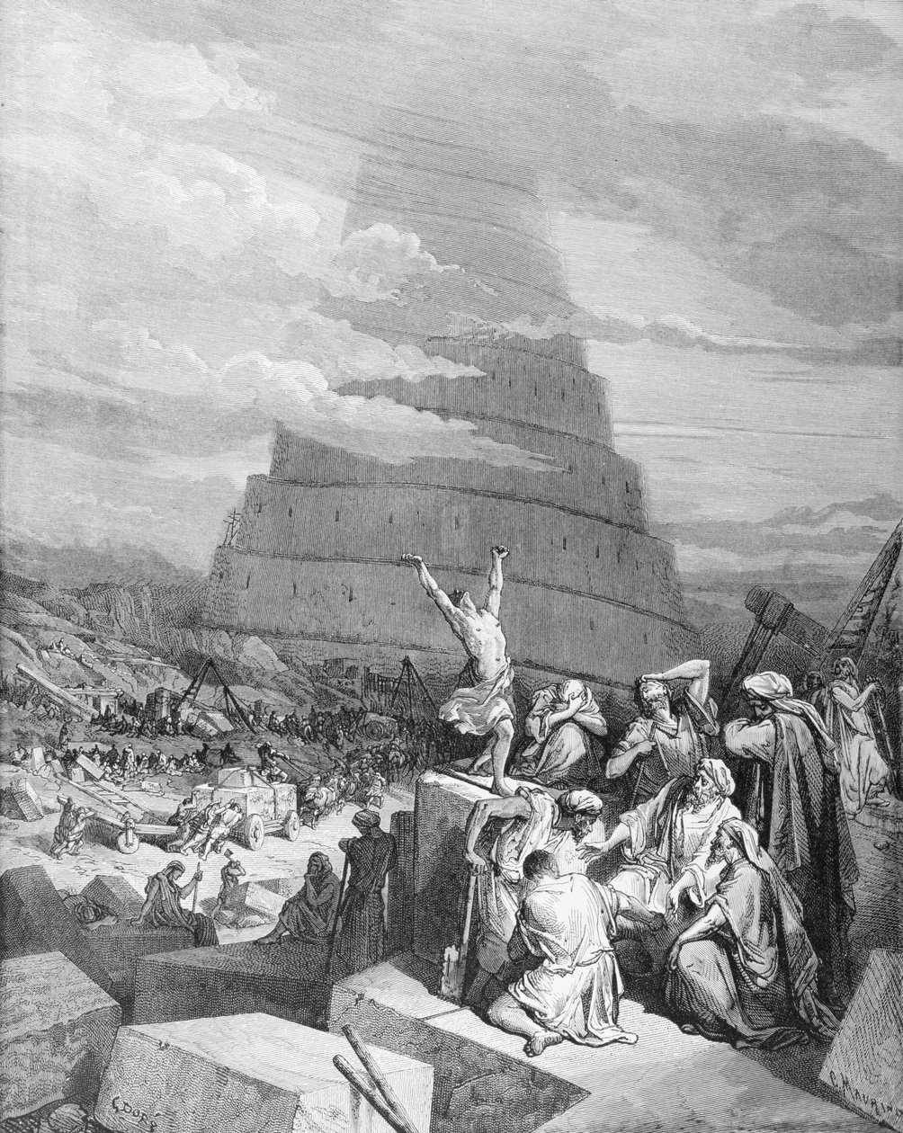 The Confusion of Tongues, kaiverrus C. Maurino, n.1868 tekijältä Gustave Dore