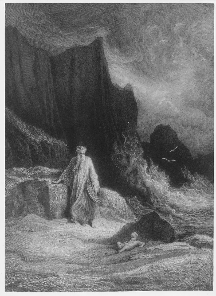 Kuningas Arthurin löytö, kuvitus Alfred Tennysonin teoksesta "Idylls of the King". tekijältä Gustave Dore