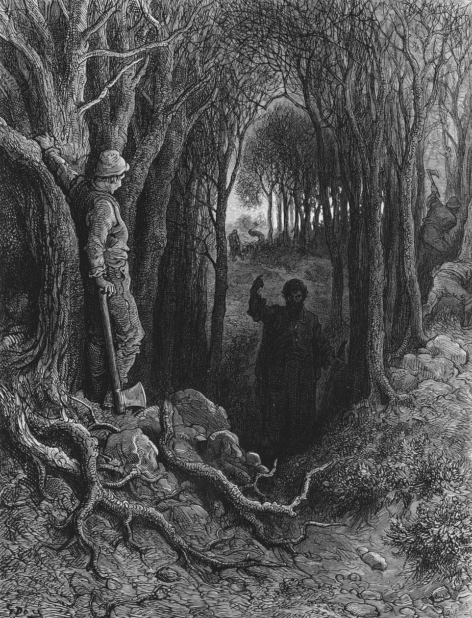 Mariner on tuomittu matkustamaan lakkaamatta maasta toiseen, kohtaus S.T.:n elokuvasta The Rime of the Ancient Mariner. Coleridge, julkaisija Harper und Brothers, New York, 1876 (wood engra tekijältä Gustave Dore
