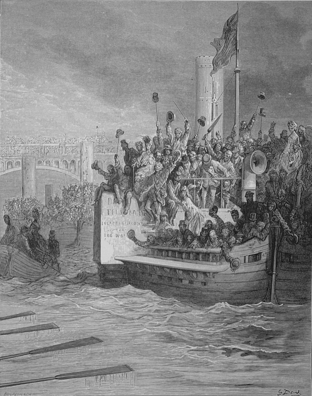 The Race, kirjasta "London, a Pilgrimage", kirjoittanut William Blanchard Jerrold (1826-84), kaivertanut Bourguignon, pubi. 1872 tekijältä Gustave Dore