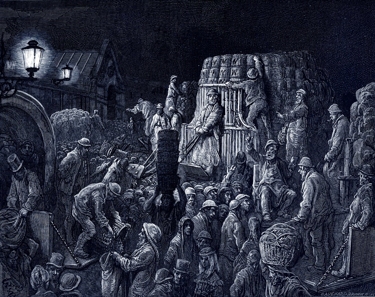 Victorian Lontoo - Covent Gardenin markkinat tekijältä Gustave Dore