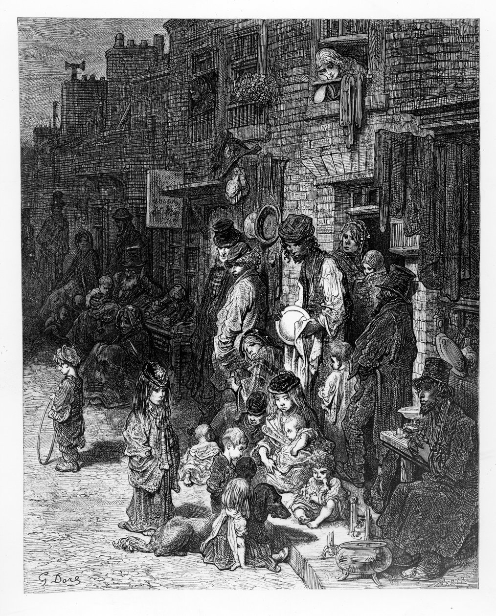 Wentworth Street, Whitechapel, William Blanchard Jerroldin teoksesta "London, A Pilgrimage", 1872 tekijältä Gustave Dore