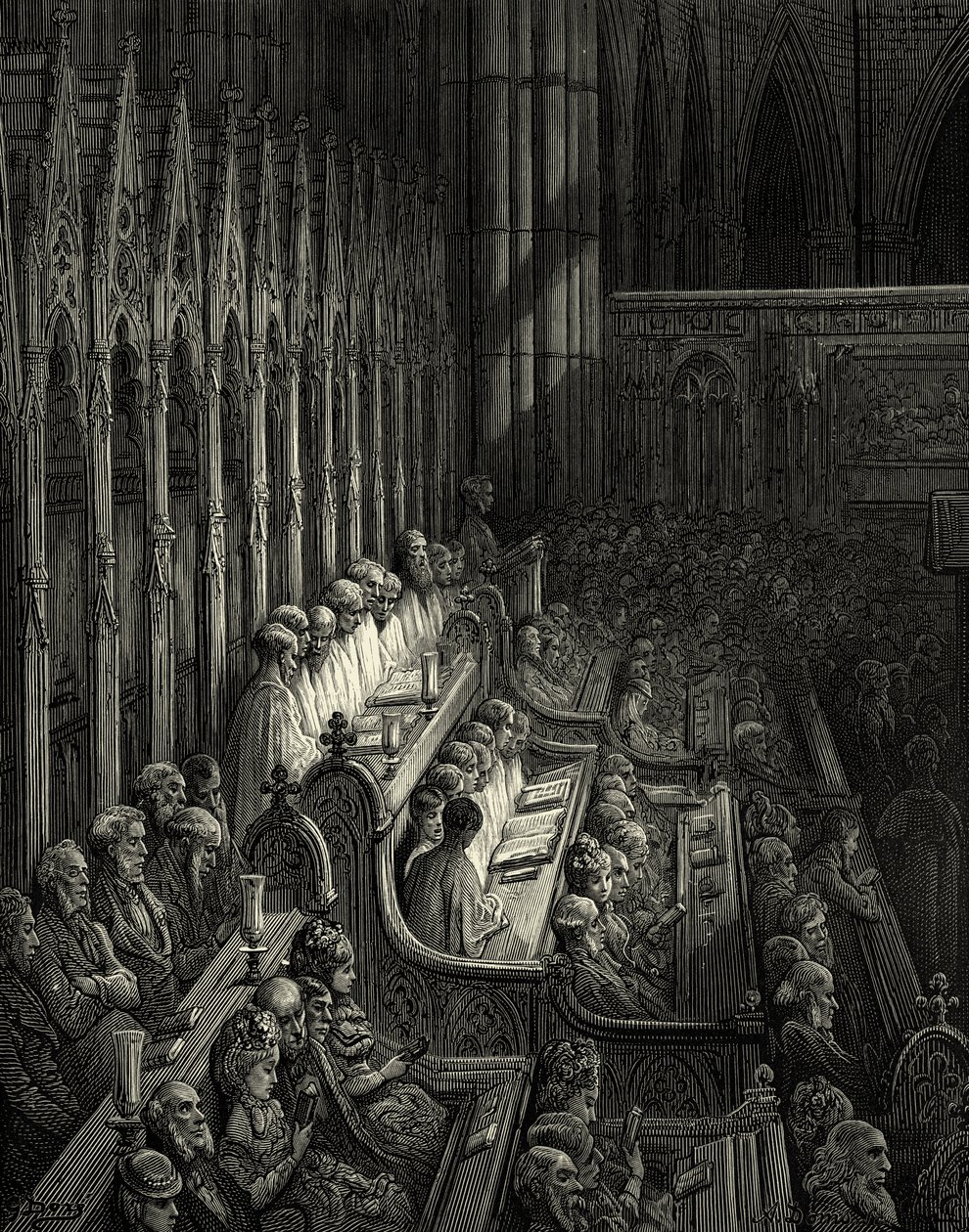 Westminster Abbey viktoriaanisessa Lontoossa tekijältä Gustave Dore