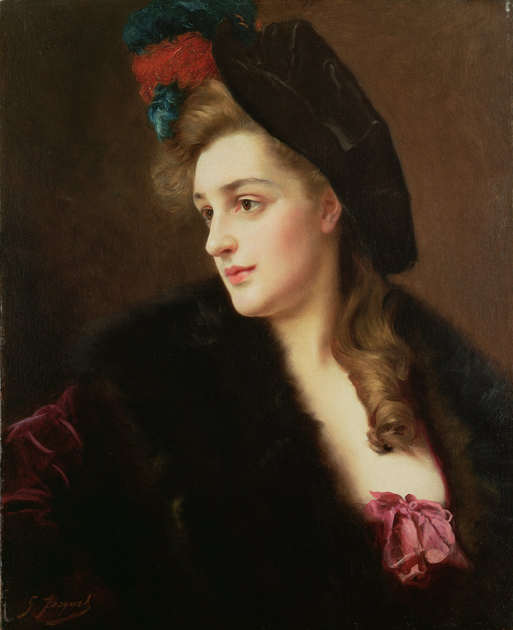 Naisen muotokuva hatussa tekijältä Gustave Jacquet