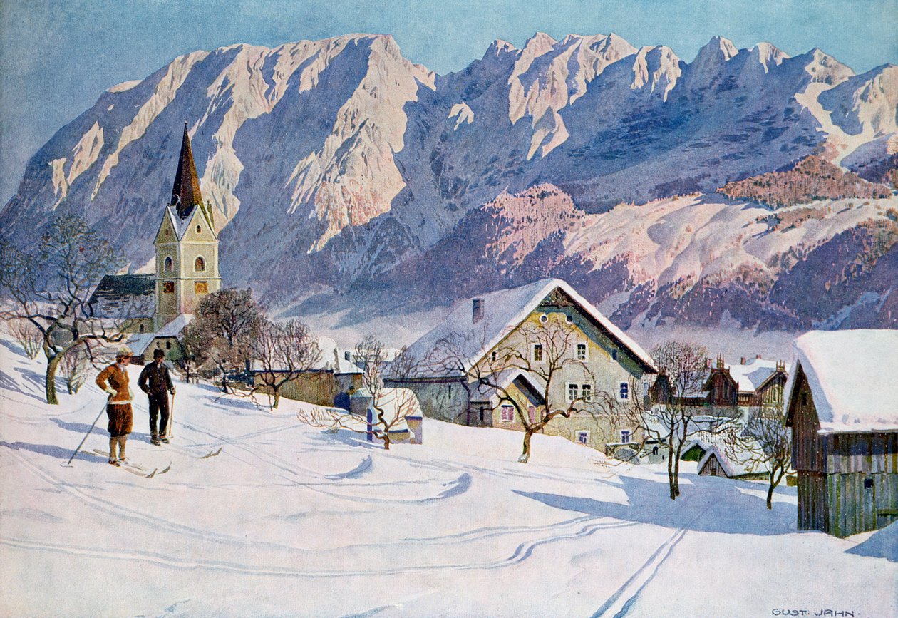 Mitterndorf Itävallassa alkuperäisen akvarellin jälkeen tekijältä Gustav Jahn