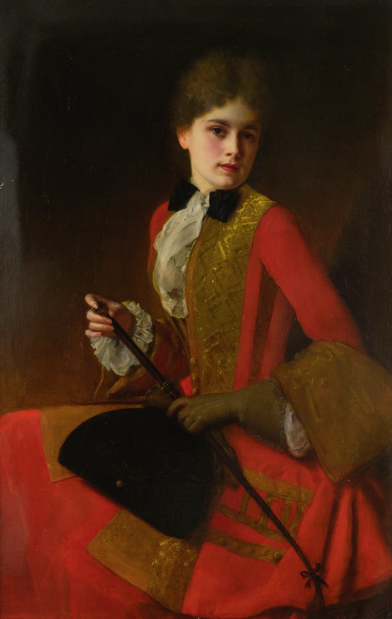 Tyttö ratsastustottumuksessa tekijältä Gustave Jacquet