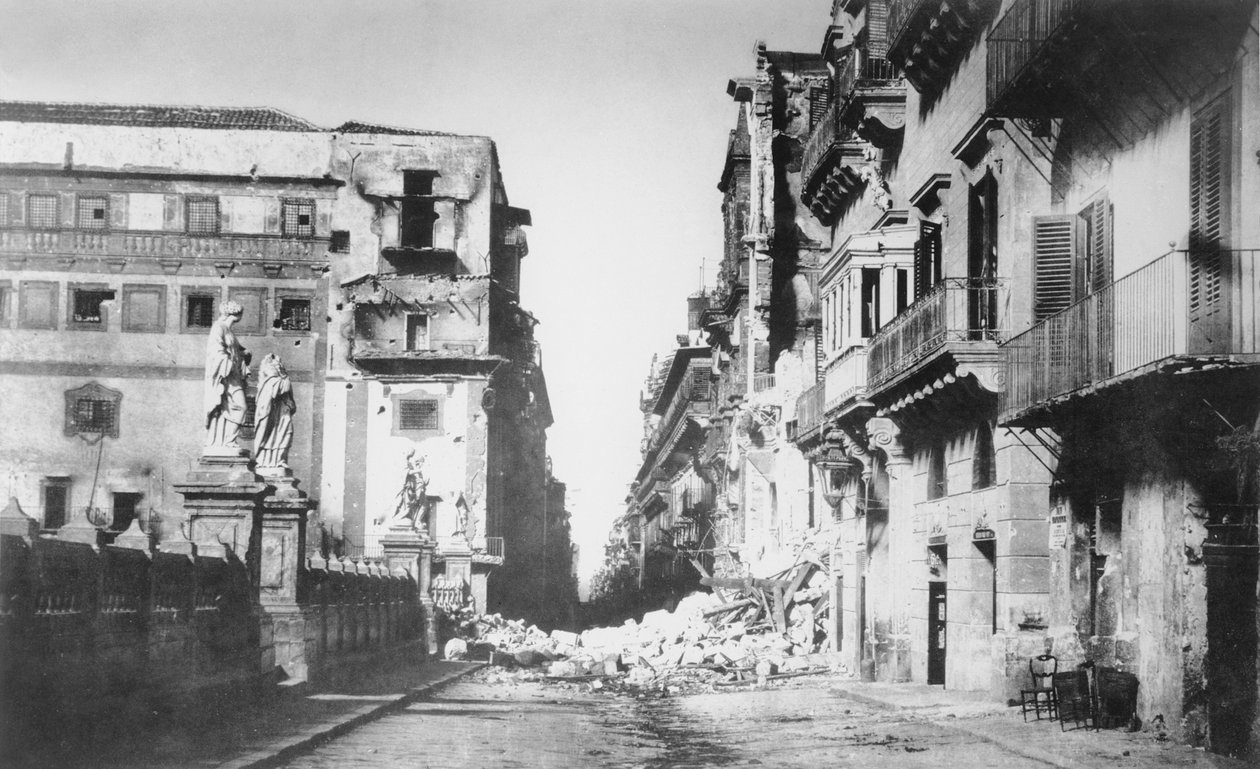Kenraali Turrin barrikadi, Via Toledo Palermossa, kesäkuu 1860 tekijältä Gustave Le Gray