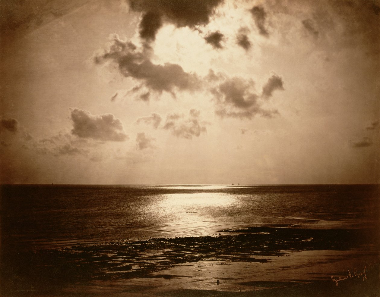 Solar Effect - Ocean, 1857 (albumiiniprintti kollodion-lasin negatiivista) tekijältä Gustave Le Gray