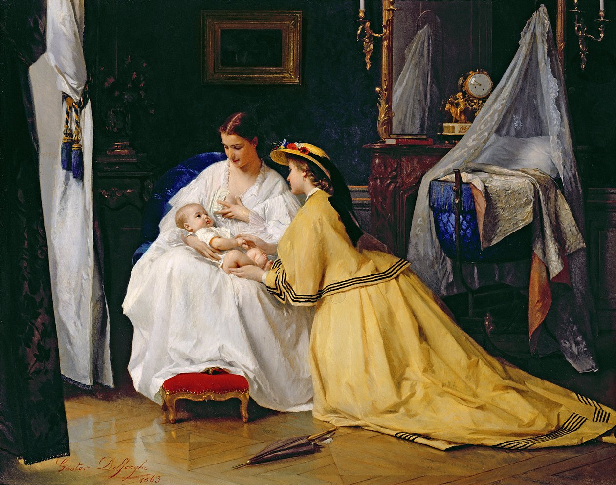 Ensisyntynyt, 1863 tekijältä Gustave Léonard de Jonghe