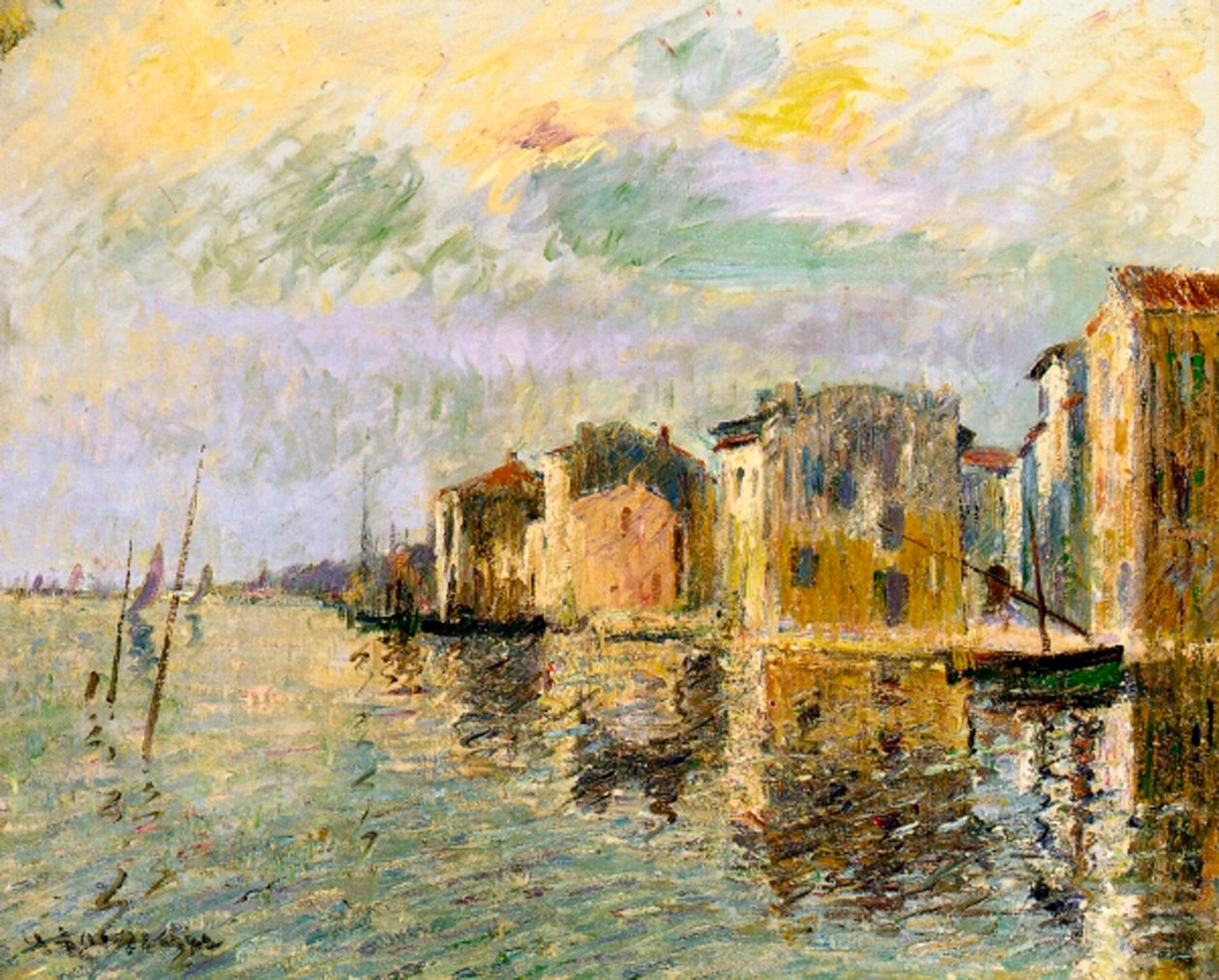 Martigues, Etelä-Ranska, n. 1903 tekijältä Gustave Loiseau