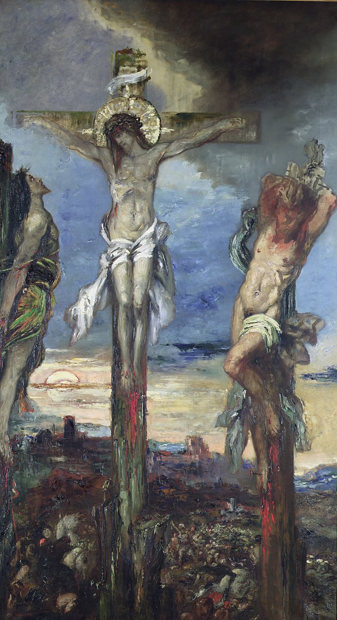 Kristus kahden varkaan välissä, n. 1870 tekijältä Gustave Moreau