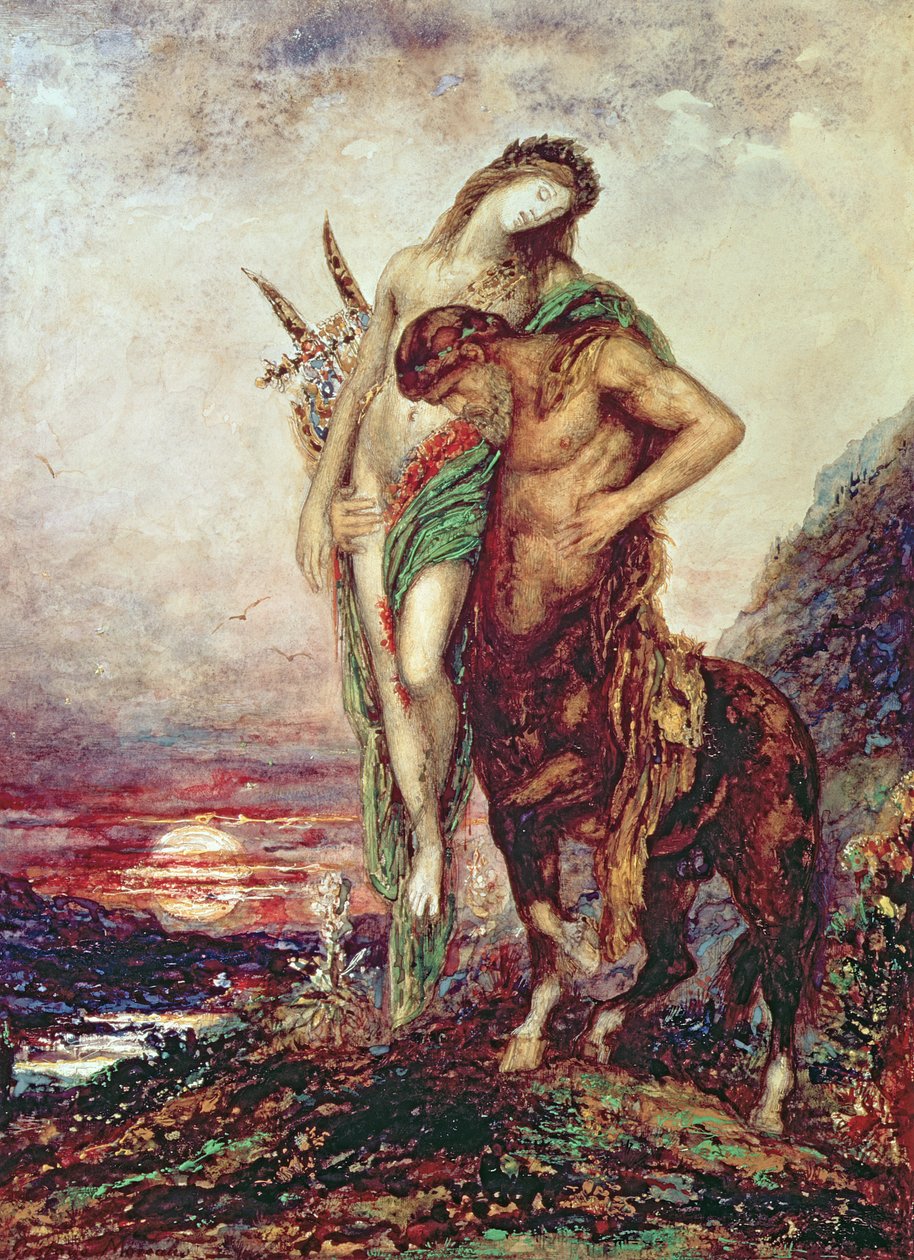 Kuollut runoilija kentaurin kantamana tekijältä Gustave Moreau