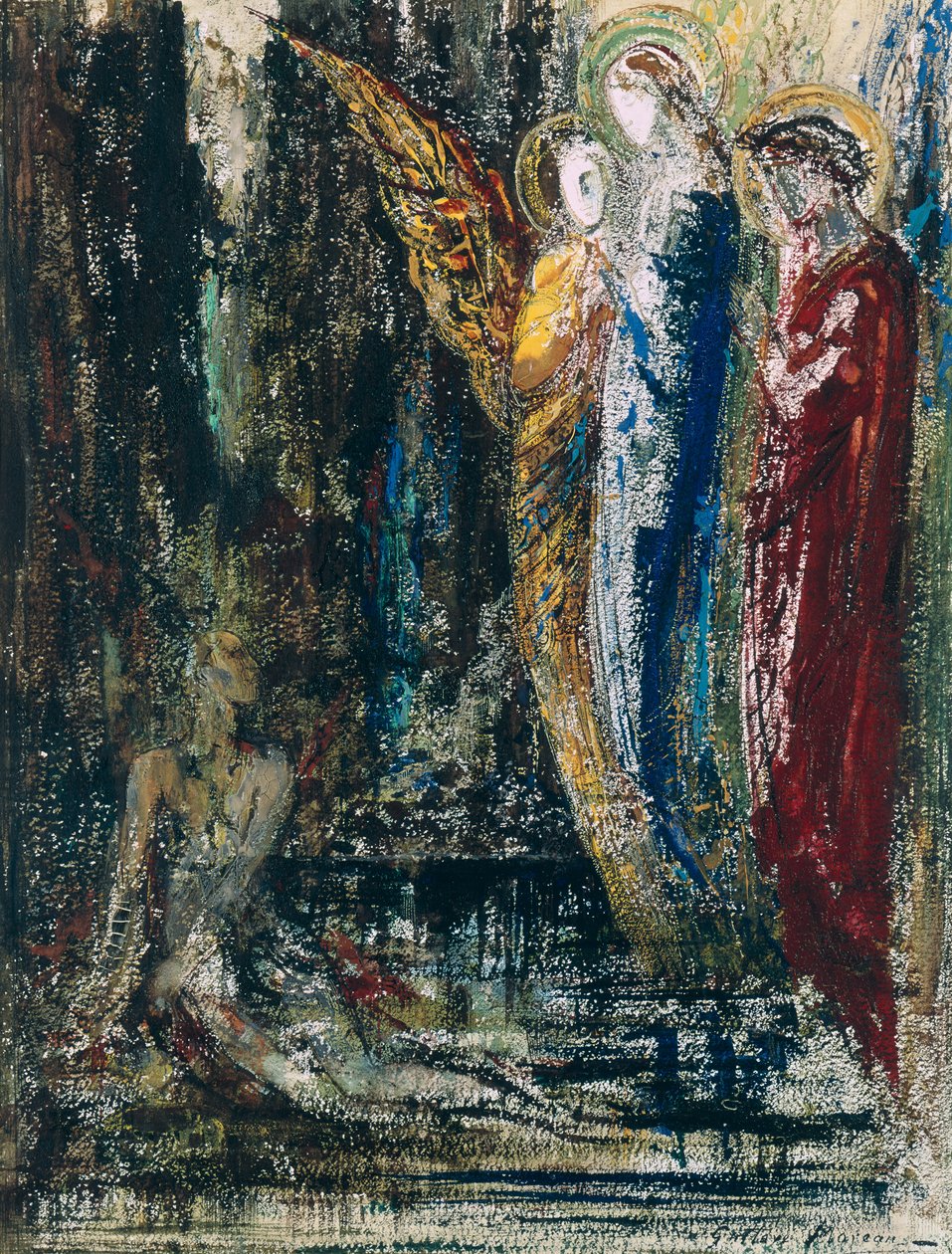 Job ja enkelit, n. 1890 tekijältä Gustave Moreau