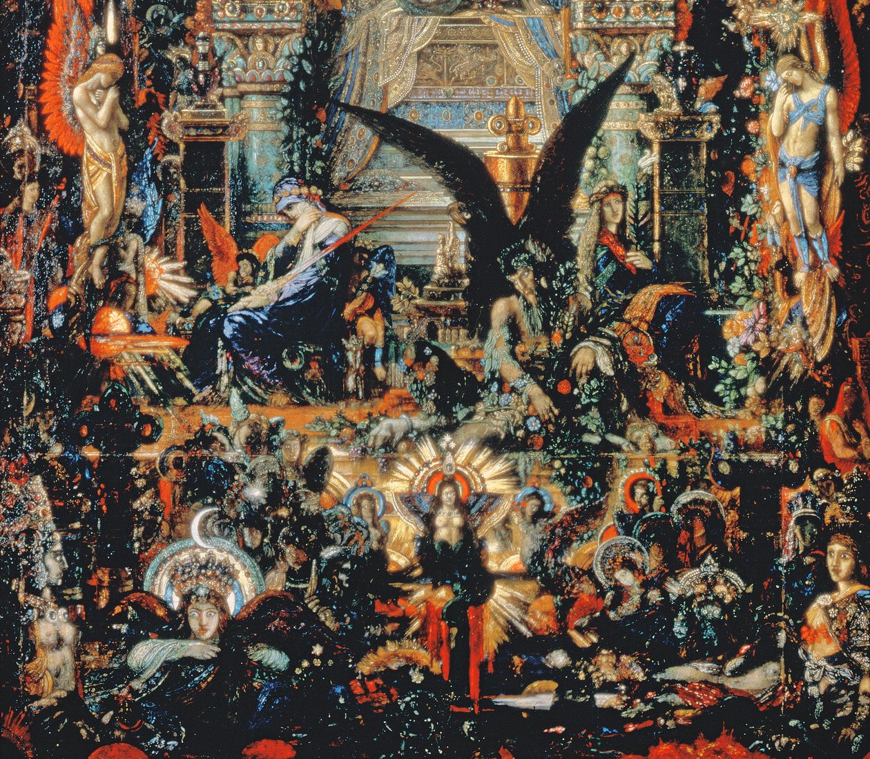 Jupiter ja Semele, 1894-95 öljy kankaalle yksityiskohta numerosta 57305 tekijältä Gustave Moreau