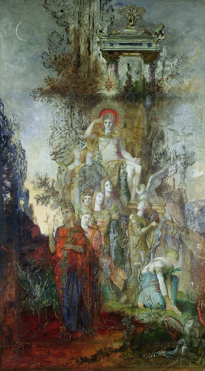 Muusat jättävät isänsä Apollon lähteäkseen valaisemaan maailmaa, 1868 tekijältä Gustave Moreau