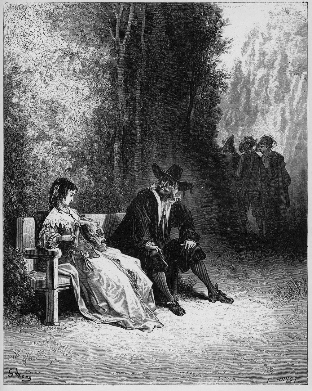 La fille - Tyttö - Jean de La Fontainen (Lafontaine) (1621-95) "Fablesista" - kaiverrus Gustave Doren (1832-83) mukaan - Yksityinen kokoelma tekijältä Gustave (after) Dore