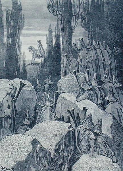 Rudolf Erich Raspén "Paroni Münchausenin seikkailut", jonka on kaiverruttanut Stephane Pannemaker (1847-1930) noin 1868 (kaiverrus). tekijältä Gustave (after) Dore
