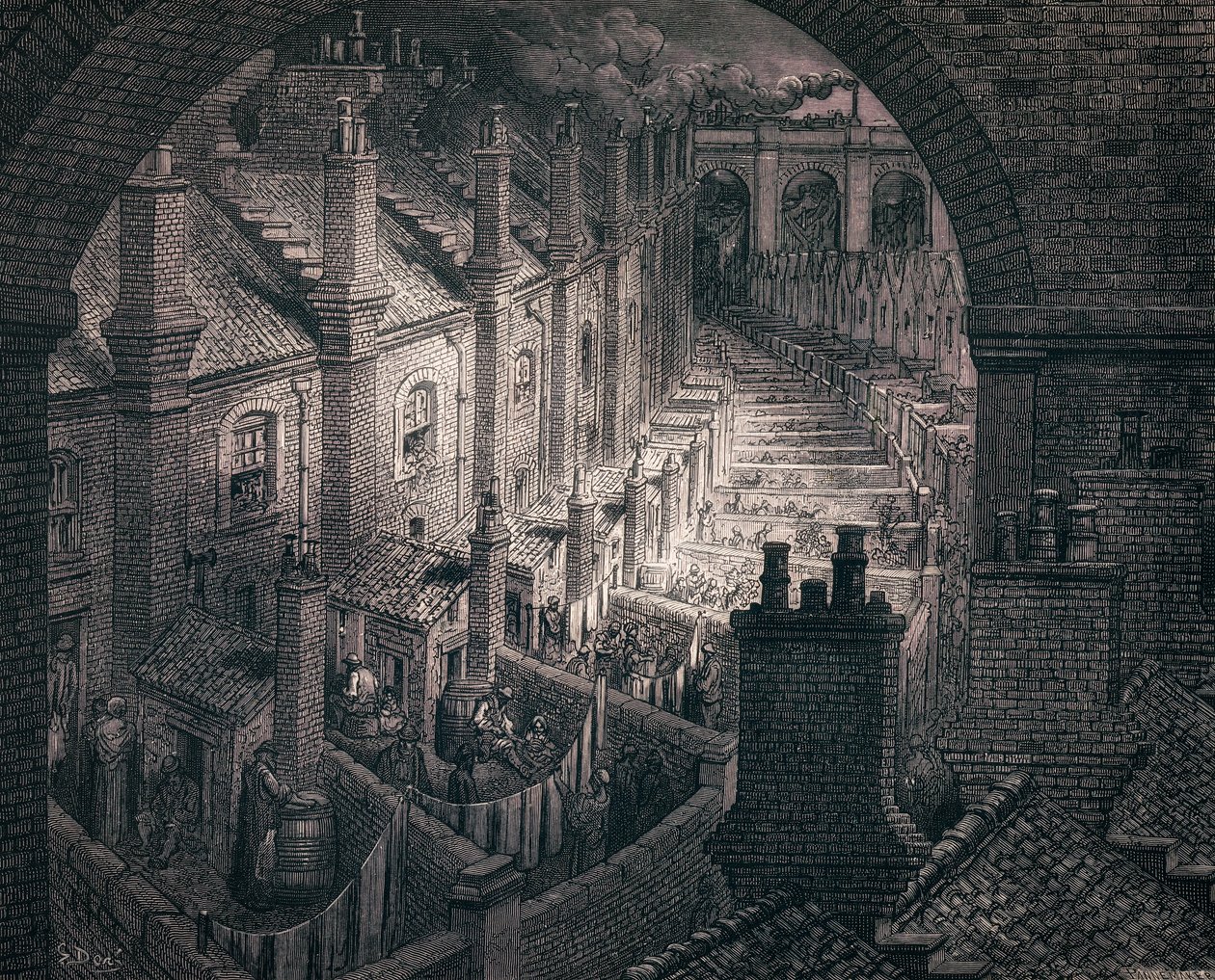 Slummien terassit, kirjoittanut Gustave Doré tekijältä Gustave (after) Dore