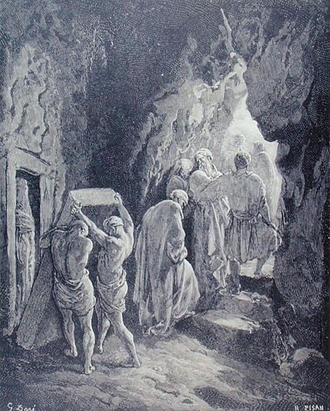 Saaran hautaus, kaiverrus Heliodore Joseph Pisan (1822-90) n. 1868 (kaiverrus) tekijältä Gustave (after) Dore